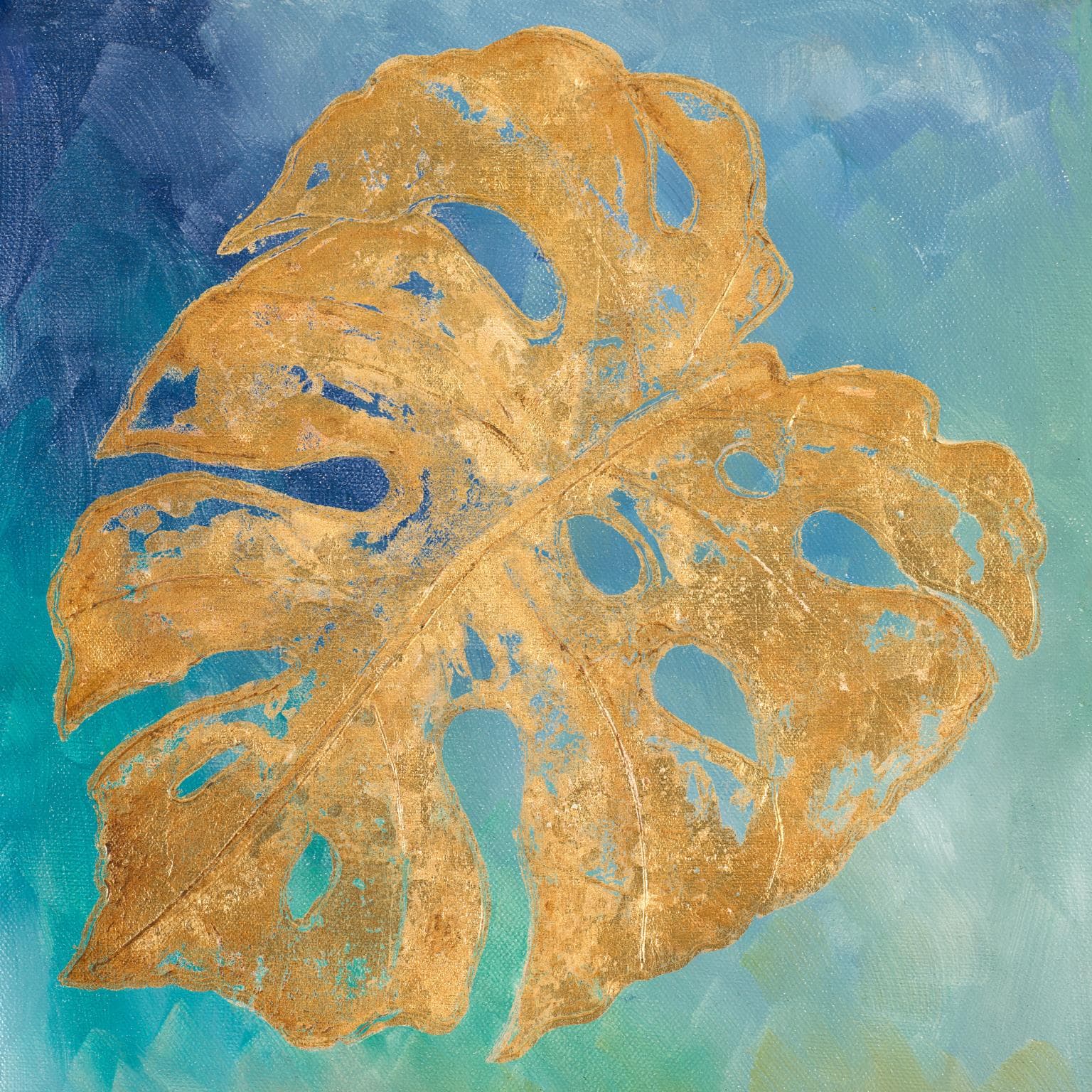 Teal Gold Leaf Palm II Teal Gold Leaf Palm II - Image 1