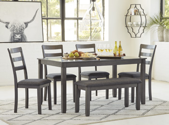 48c7a07b94cca8649f435088d4df4599 Bridson Dining Table and Chairs with Bench (Set of 6) - Image 1