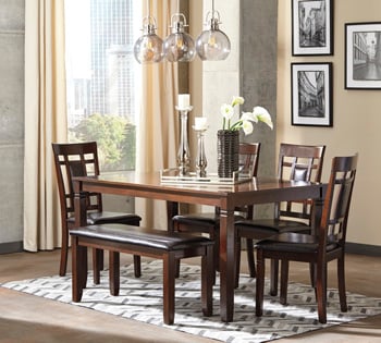 07289ac726dace0162fca813b8049a85 Bennox Dining Table and Chairs with Bench (Set of 6) - Image 1