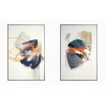 Hand Painted Textured Canvas in Frame (Set)
