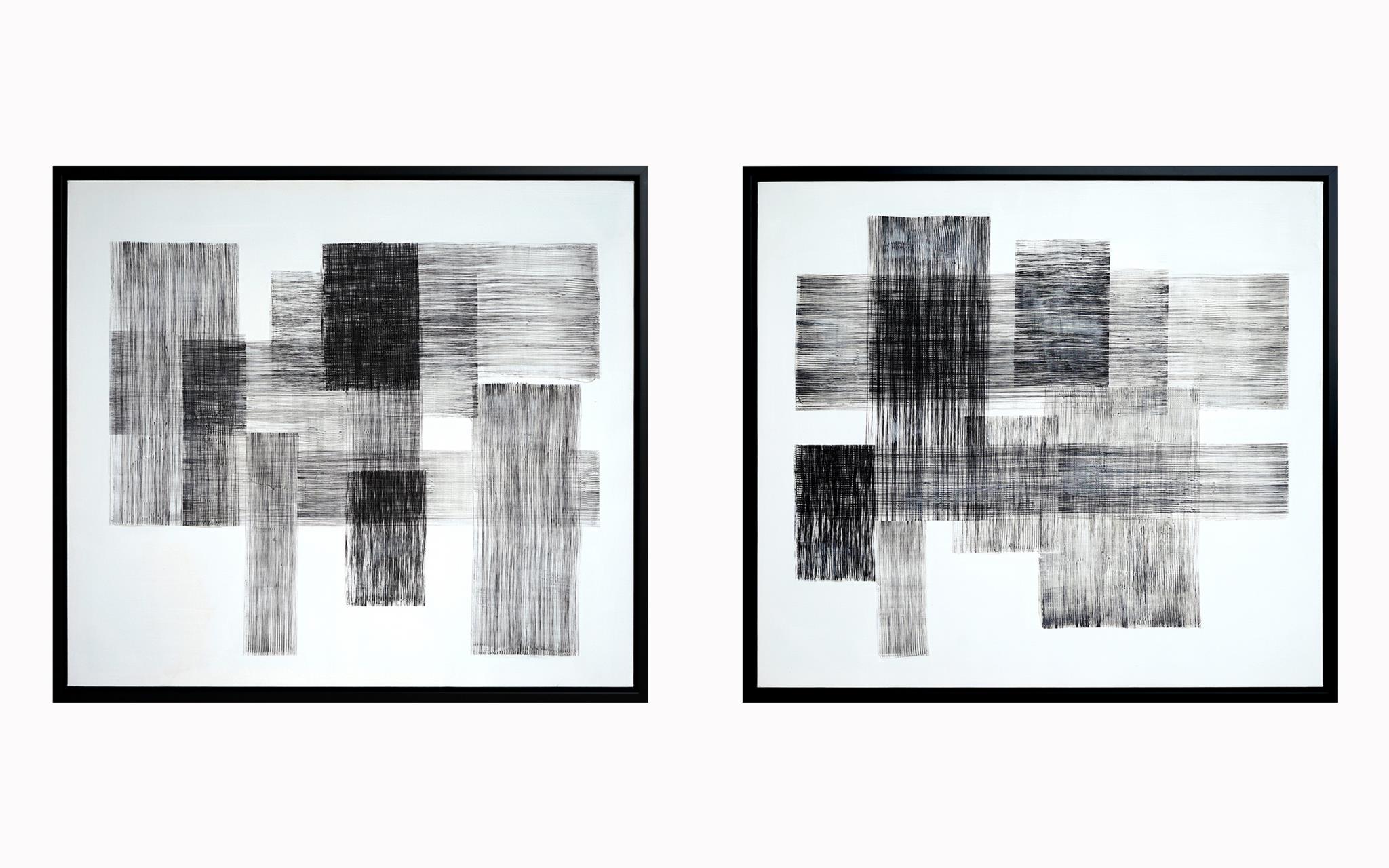 Hand Painted Textured Canvas in Frame (Set) Hand Painted Textured Canvas in Frame (Set) - Image 1