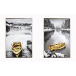 Hand Painted Textured Canvas in Frame (Set)