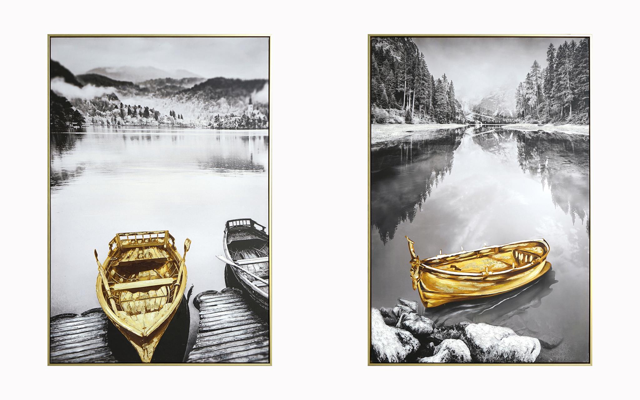 Hand Painted Textured Canvas in Frame (Set) Hand Painted Textured Canvas in Frame (Set) - Image 1