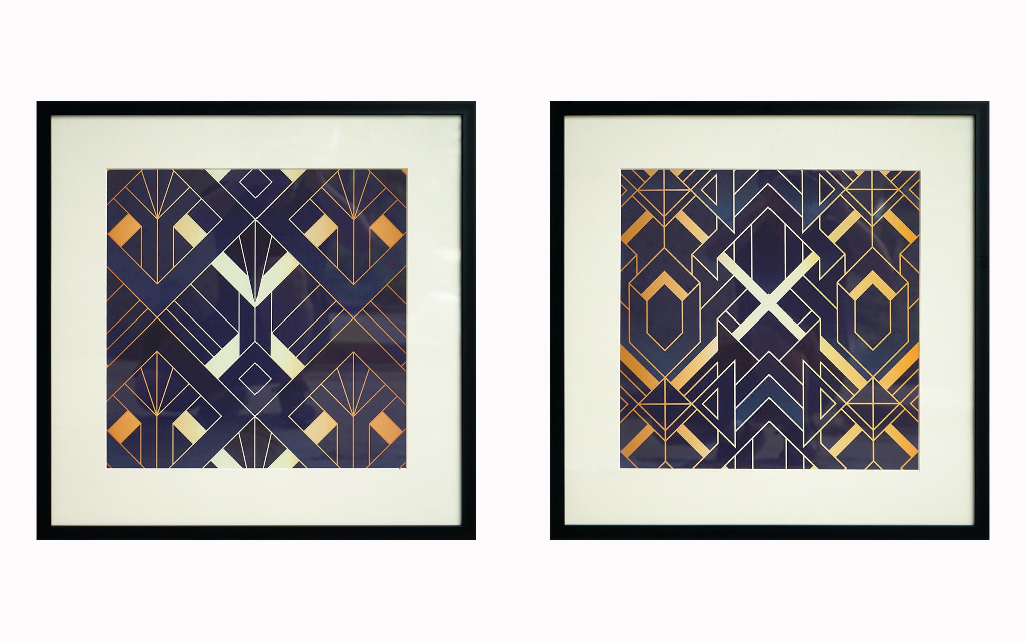 Hand Painted Textured Canvas in Frame (Set) Hand Painted Textured Canvas in Frame (Set) - Image 1