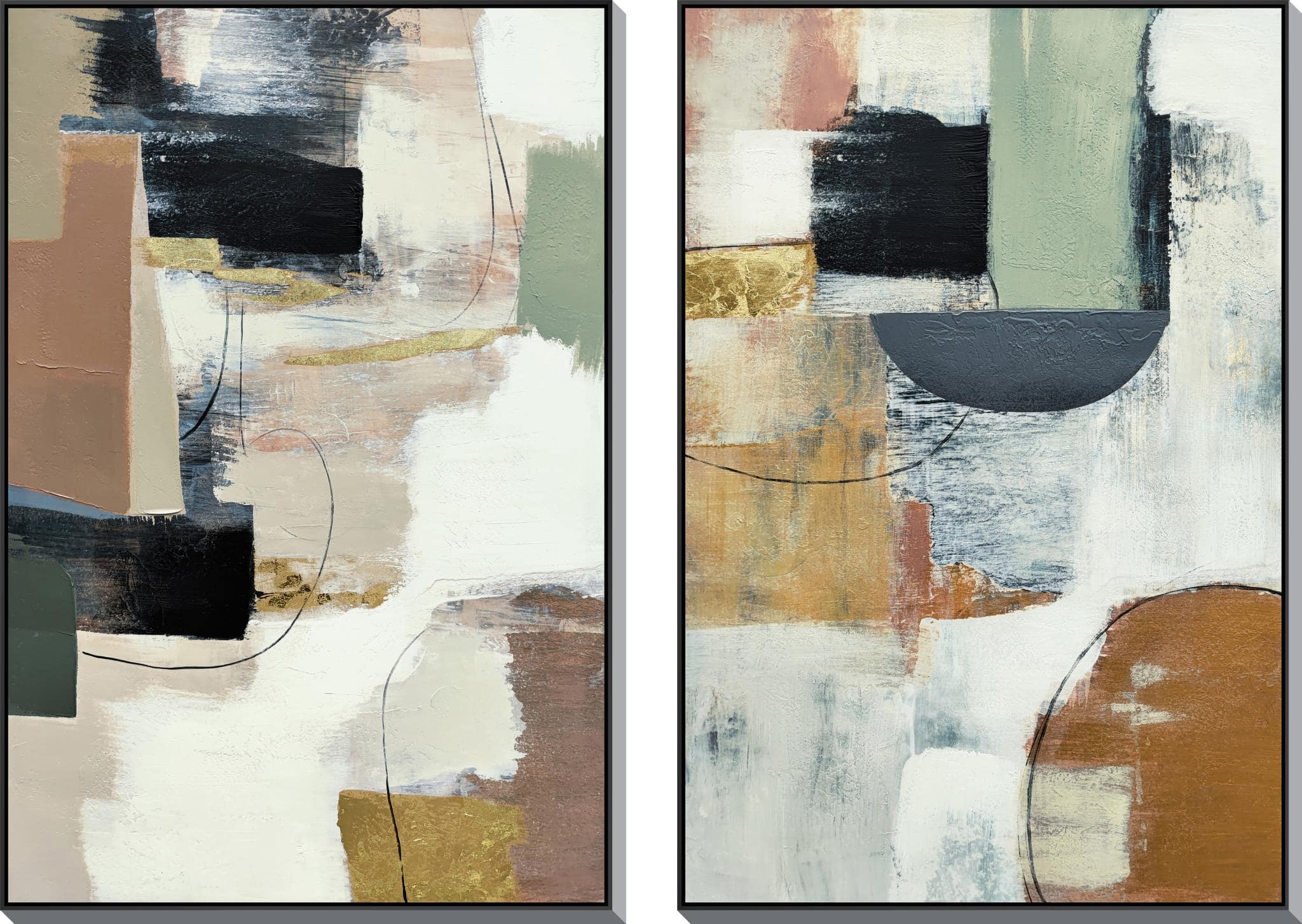 Hand Painted Textured Canvas in Frame (Set 2) Hand Painted Textured Canvas in Frame (Set 2) - Image 1