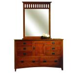 Mission Antique 8 Drawer Dresser – 1 Door W/ Mirror