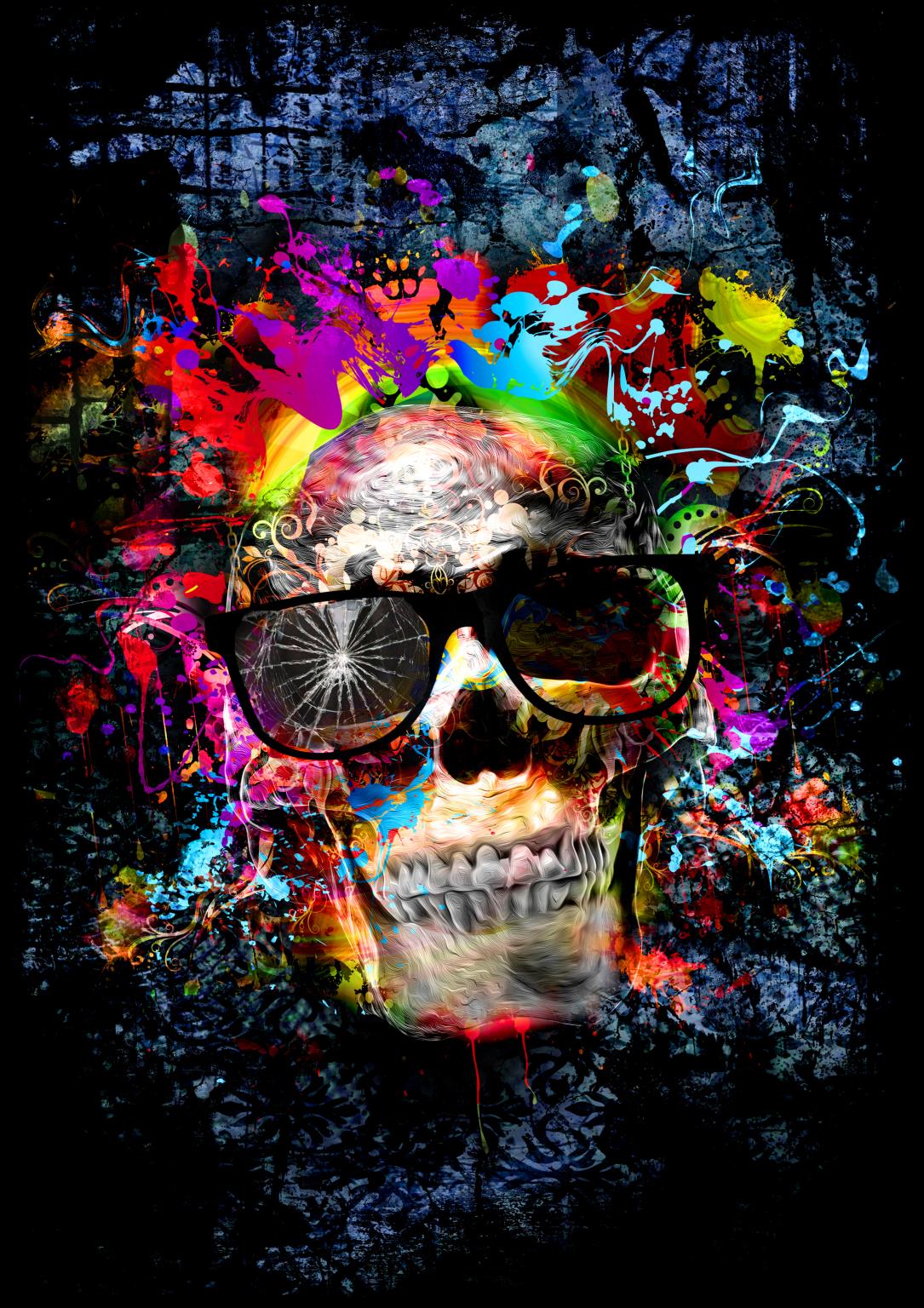 Temp Glass w/Foil -Color me Skull Temp Glass w/Foil -Color me Skull - Image 1