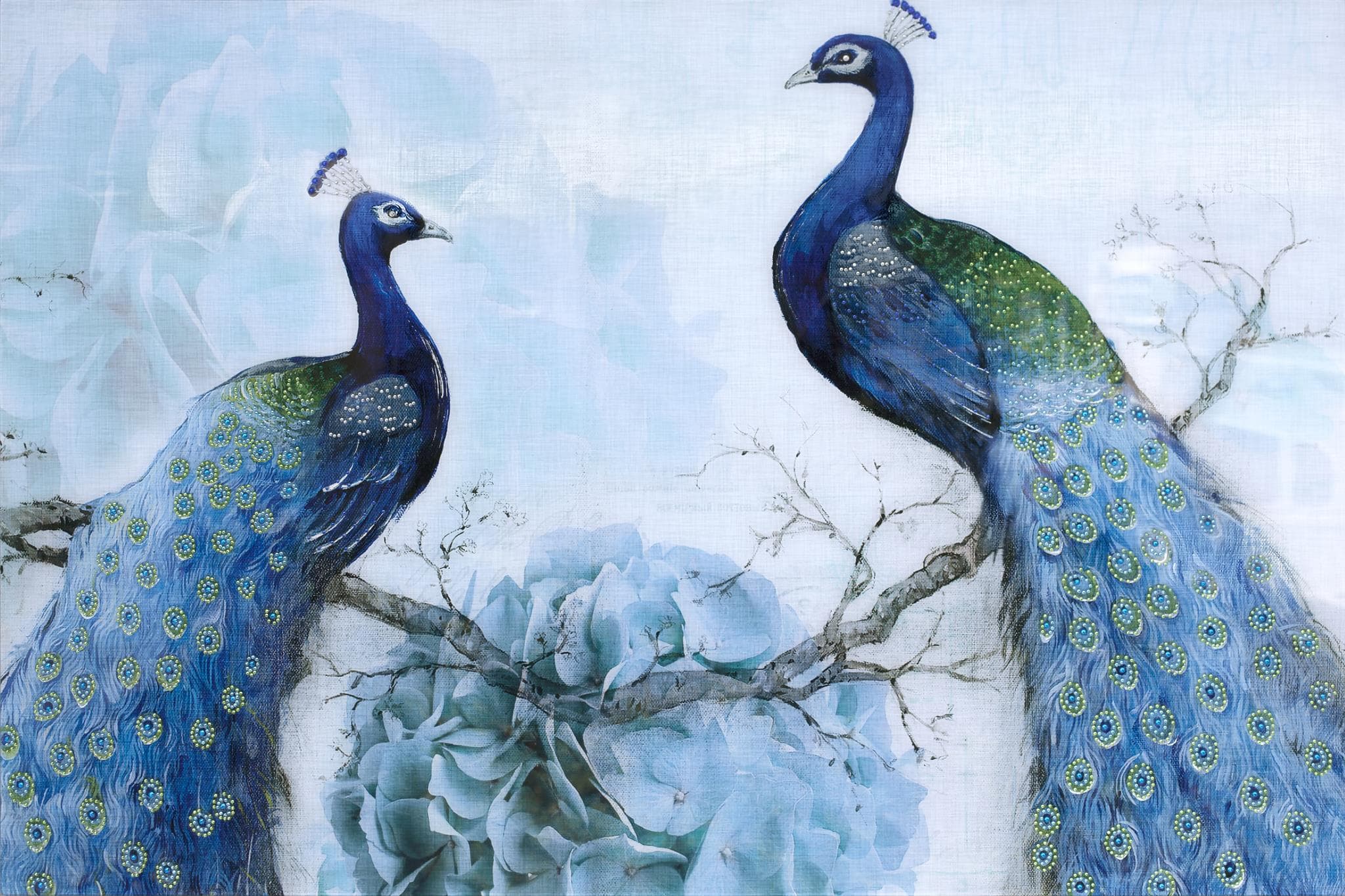 Temp Glass w/ Foil & Rhinestones – Peacocks Temp Glass w/ Foil & Rhinestones – Peacocks - Image 1