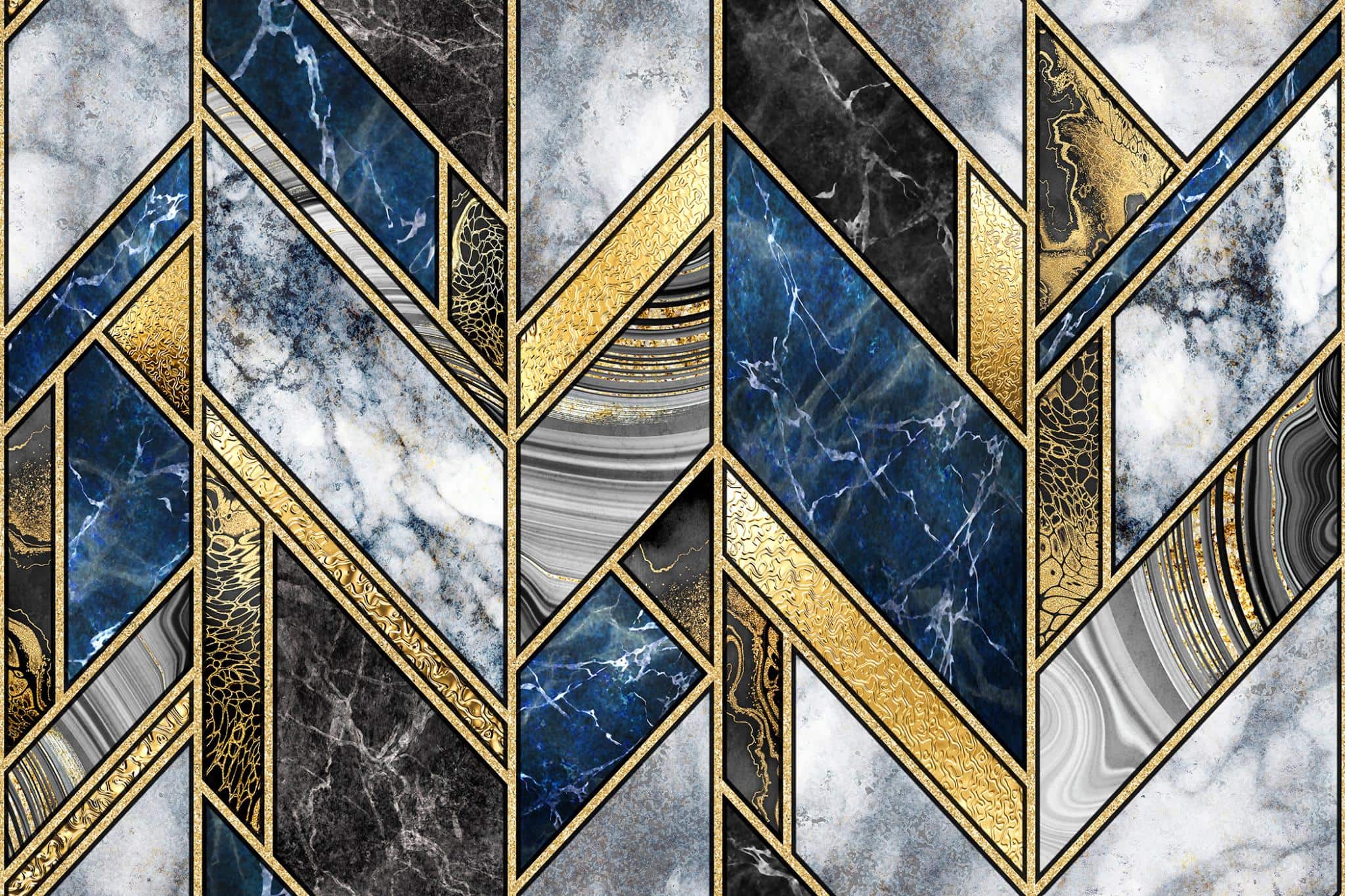 Temp Glass w/ Foil – Blue &n Gold Marble Patterns Temp Glass w/ Foil – Blue &n Gold Marble Patterns - Image 1