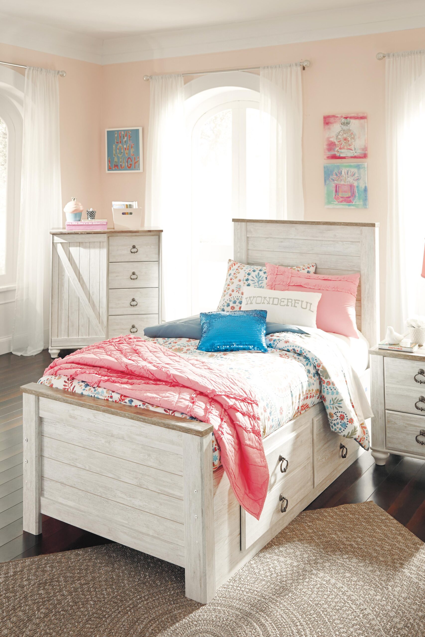 Willowton Twin Panel Bed with 2 Storage Drawers - Image 4