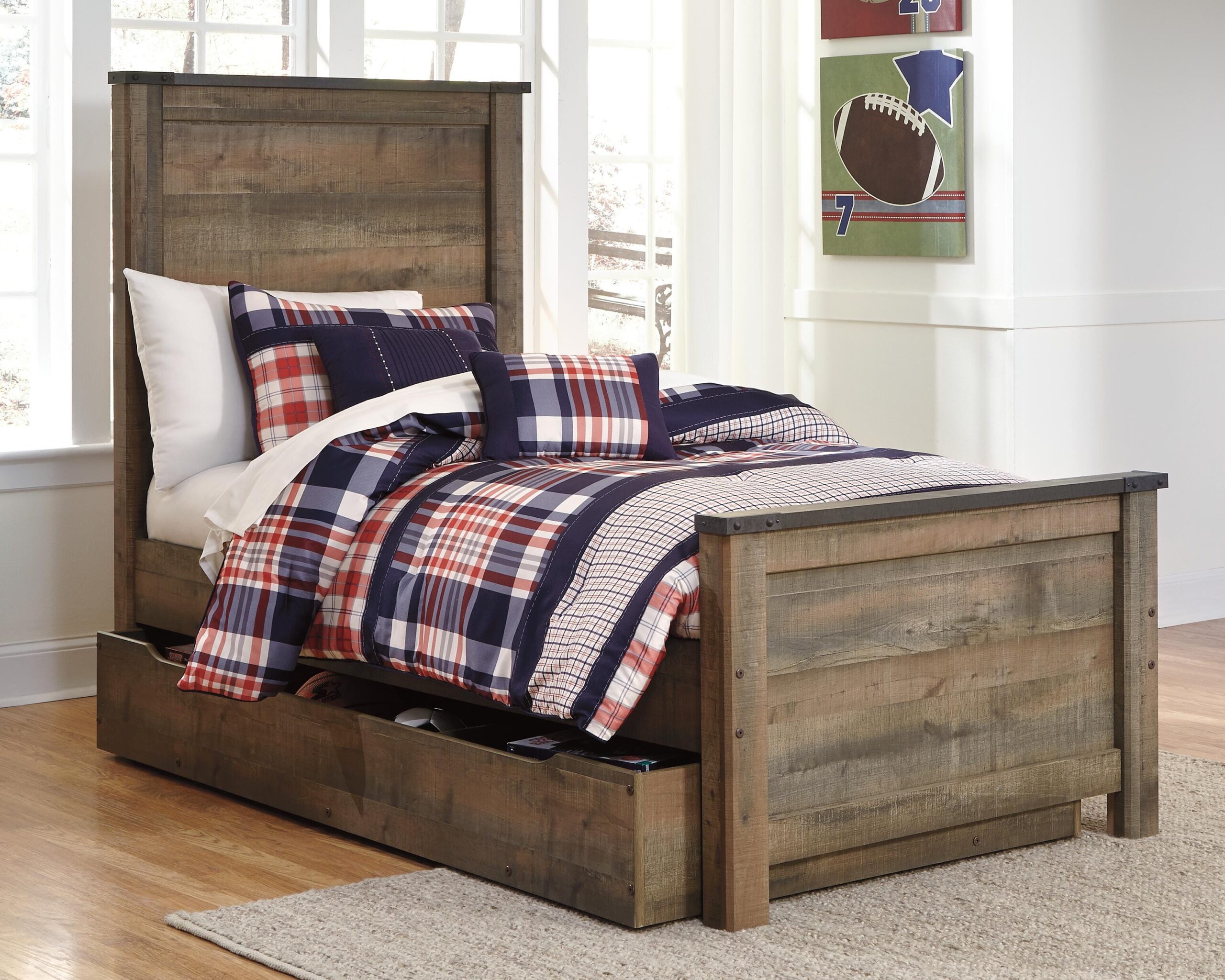 Trinell Twin Panel Bed with 1 Large Storage Drawer - Image 2