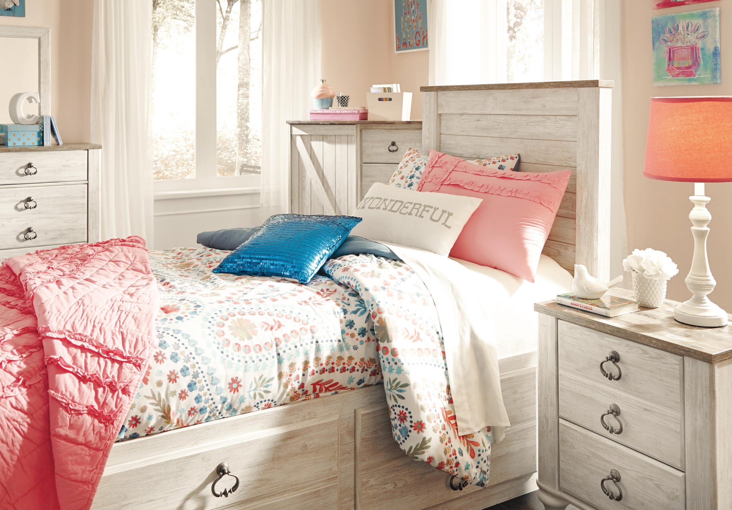 Willowton Twin Panel Bed with 2 Storage Drawers - Image 3