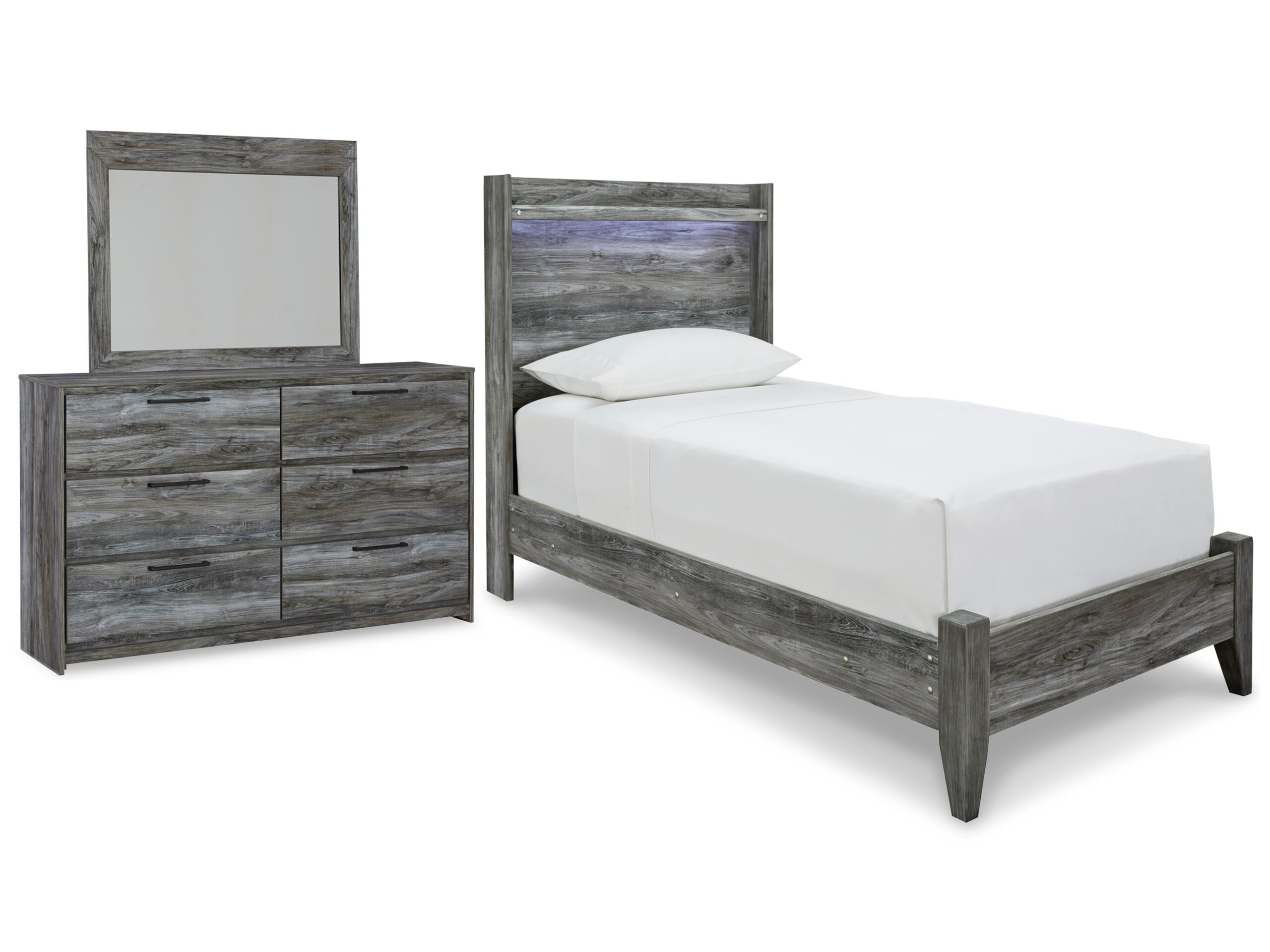 ae4c880d9844c38dd168a619259c3395 Baystorm Twin Panel Bed, Dresser and Mirror - Image 1