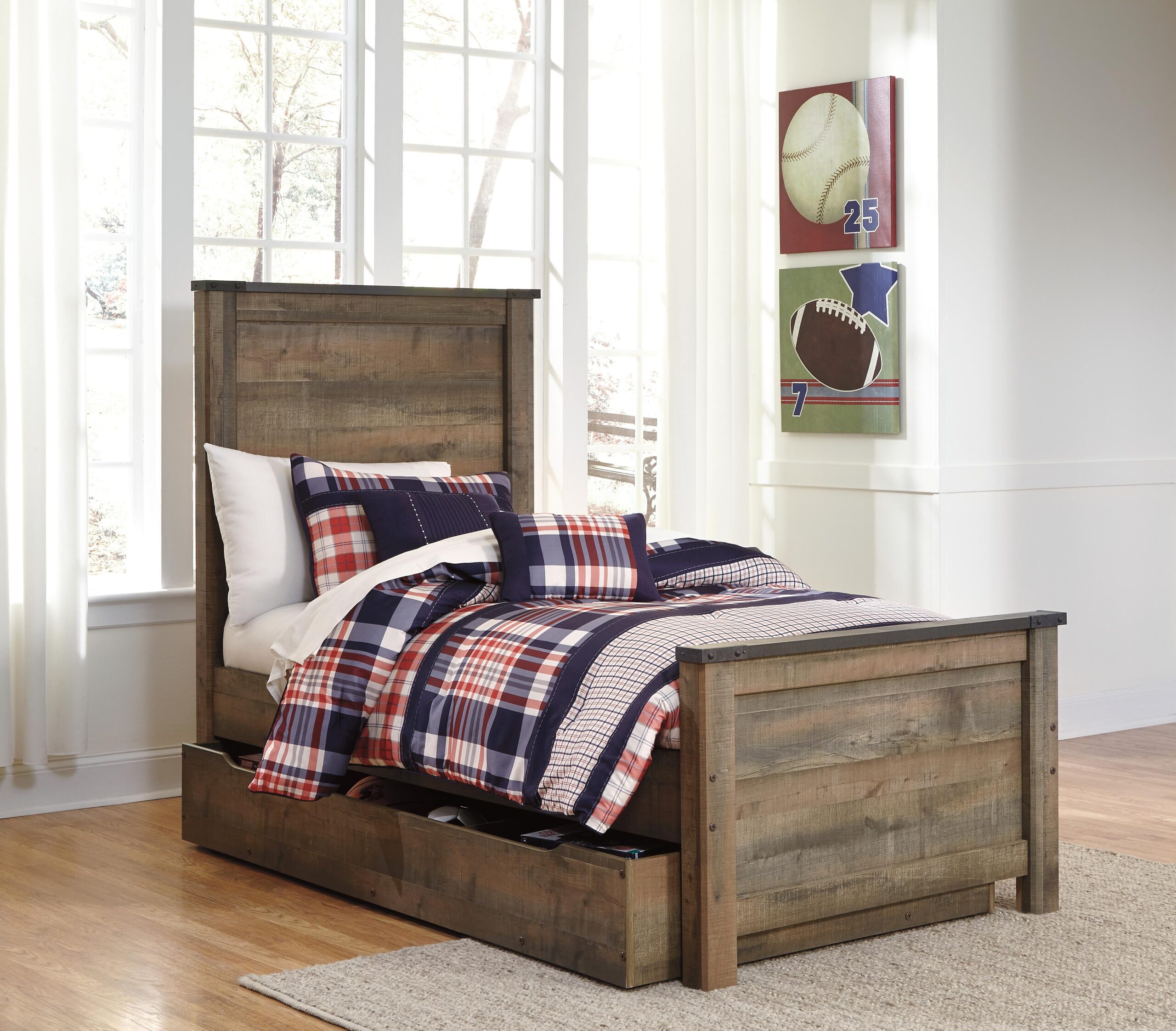 Trinell Twin Panel Bed with 1 Large Storage Drawer - Image 4