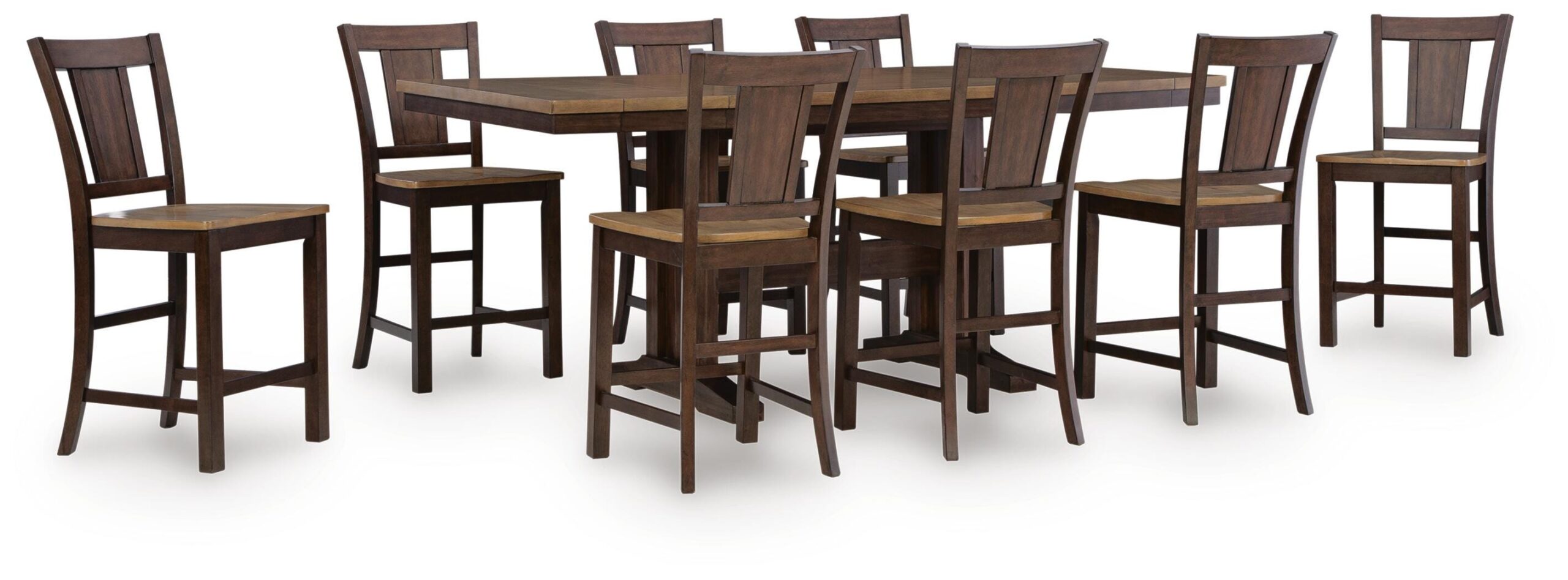 Rylandeen Counter Height Extension Dining Table and 8 Barstools