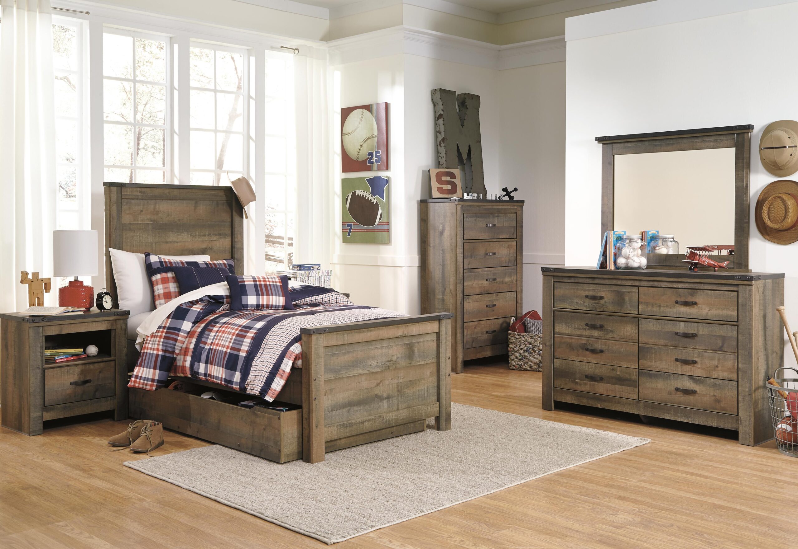 Trinell Twin Panel Bed with 1 Large Storage Drawer - Image 8