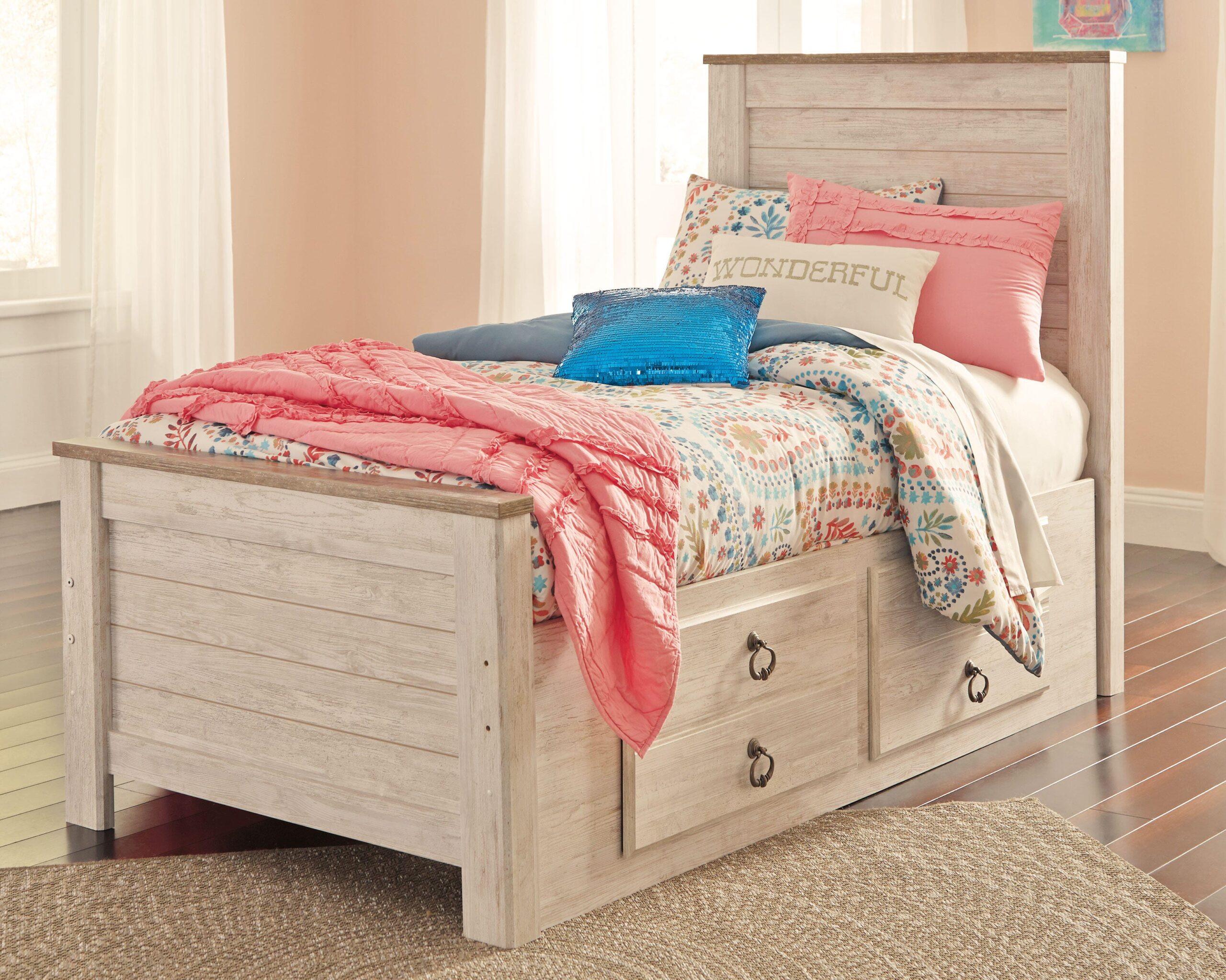 Willowton Twin Panel Bed with 2 Storage Drawers - Image 2
